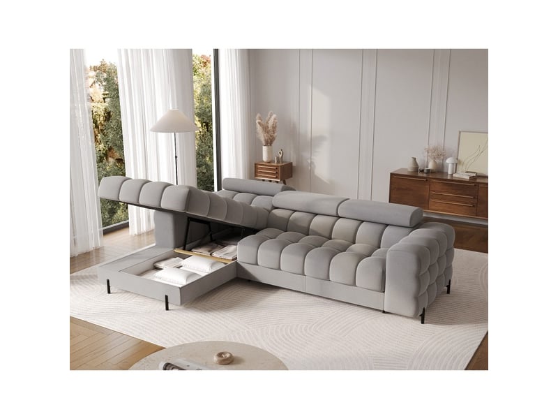  Canapé d'angle gauche convertible gris foncé chiné confort premium 285x99x181cm filtro  - Conforama C