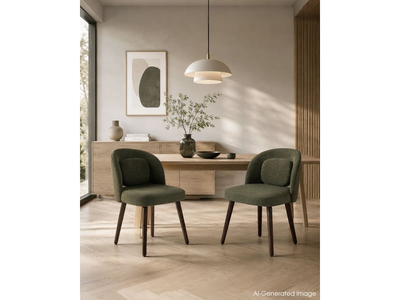 Chaise de salle à manger chaise repas à dossier rembourré en mousse 2 chaises en bois de caoutchouc coloris vert - Conforama E