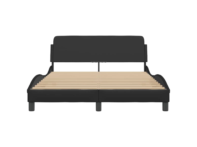 Lit double- lit adulte - cadre de lit dover noir 135 x 190 cm en similicuir - Conforama C