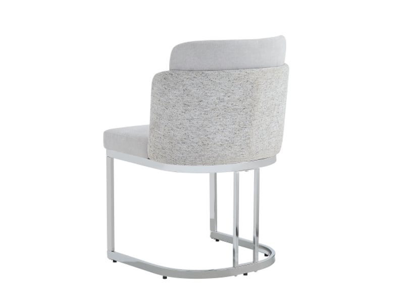  2 chaises de salle à manger modernes et confortables, pieds galvanisés argent, tissu chenille gris clair et argent  - Conforama D