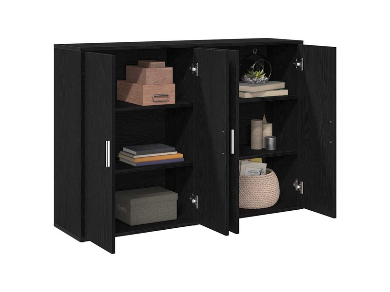 Buffet - bahut - meuble de rangement 2 pc chêne noir 60 x 31 x 84 cm bois d'ingénierie - Conforama C