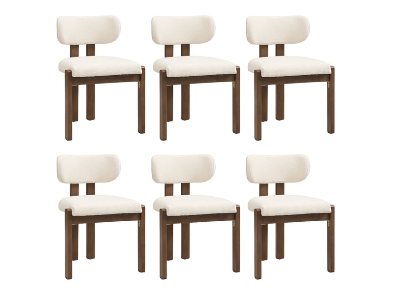  Lot de 6 chaises de salle à manger 54x54x79 cm en tissu bouclette, noyer  - Conforama A