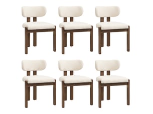 Lot de 6 chaises de salle à manger 54x54x79 cm en tissu bouclette, noyer