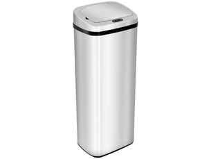 Poubelle automatique à capteur 50 l en inox, ouverture sans contact, argentée