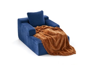 Canapé droit relax manuel <strong></strong> <strong></strong> 1 place Velours côtelé bleu