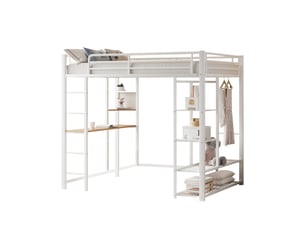 Lit mezzanine 90x200 cm <strong>REDOM</strong>  <strong></strong> coloris blanc