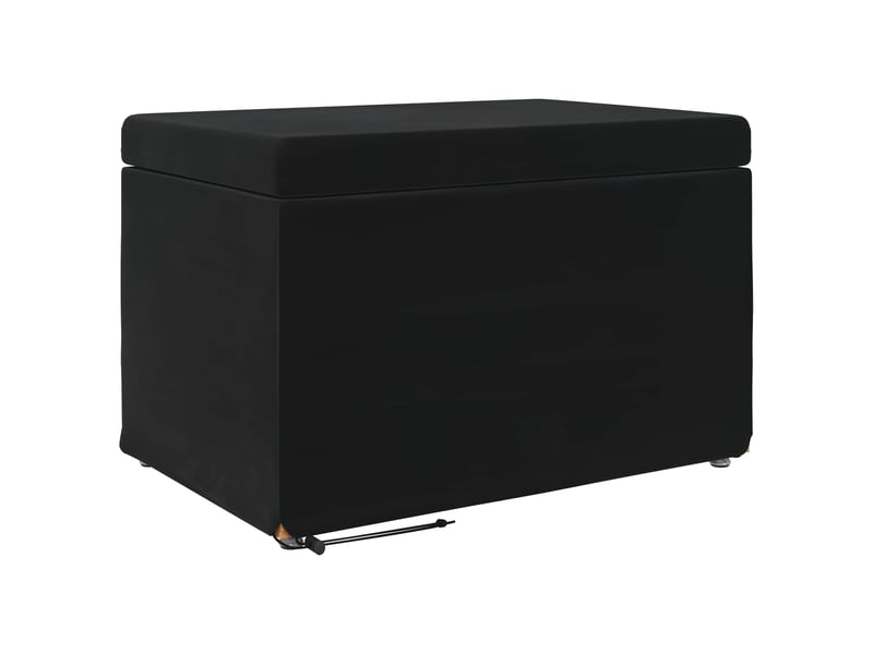  Tabouret bas, ottoman noir 61x41x40 cm velours et bois composite  - Conforama A