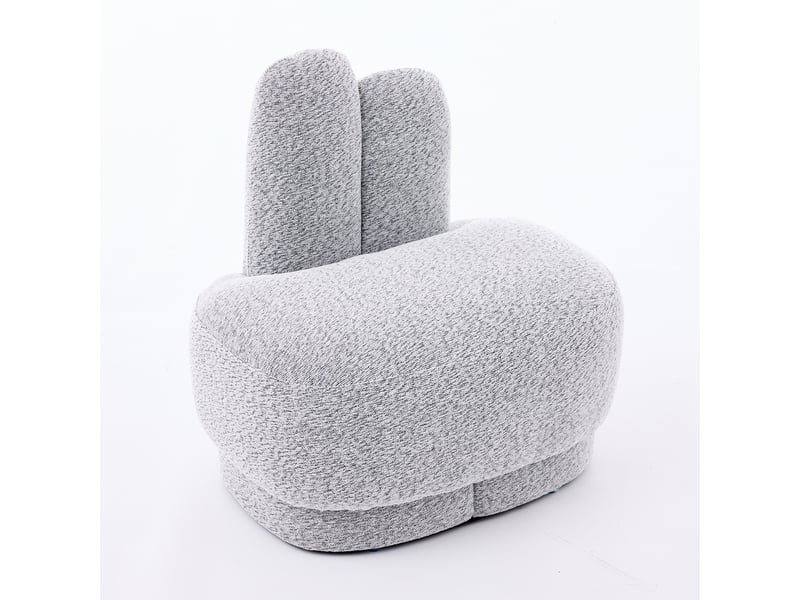  Pouf en tissu avec oreilles de lapin blanc gris antique 54 x 41.5 x 54 cm W3479P401867 - Conforama B