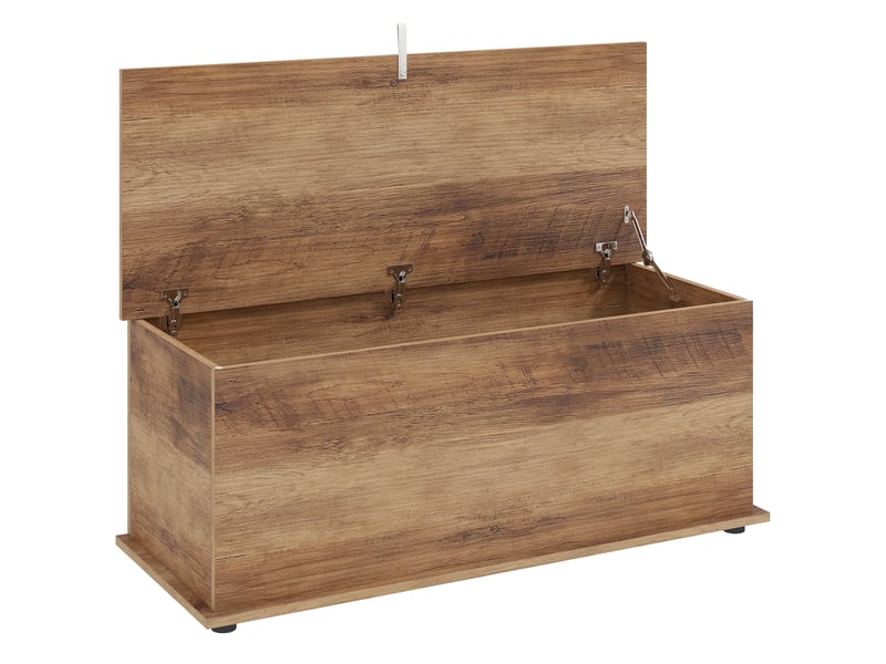Coffre de rangement, banc de rangement avec couvercle rabattable et charnières de sécurité, marron, 100 x 40 x 40 cm - Conforama B