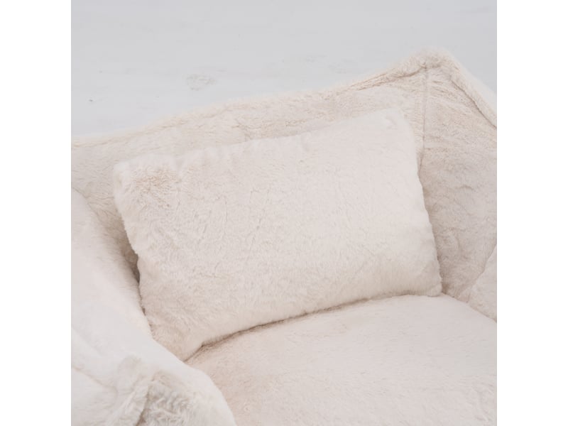 Canapé compact salon, canapé décoration, 123x157x73 cm, 2 personnes, faux fur polyester, poufs multifonctions inclus, livré en un seul colis, sans assemblage, adapté aux appartements et petits espaces, beige CozyNest - Conforama E