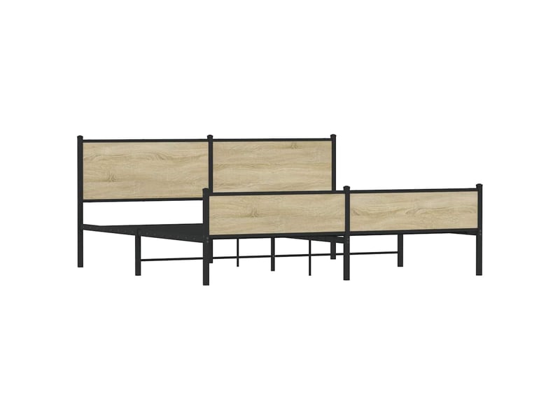  Lit double- lit adulte -  cadre de lit en métal sans matelas chêne sonoma 200x200 cm  - Conforama C