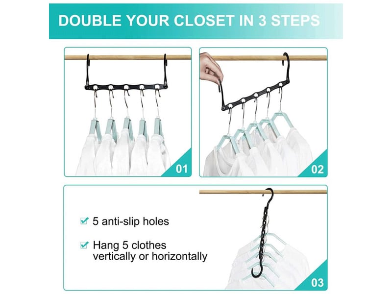 Lot de 20 cintres magiques robustes noirs pour organiseurs de placards et rangement pour vêtements lourds, dortoir, chambre à coucher, maison, camping-car, voiture  - Conforama B