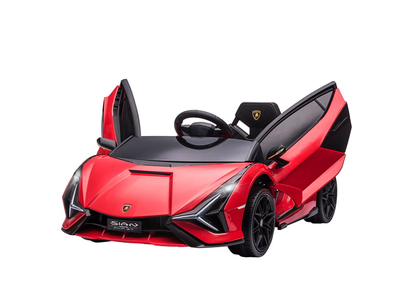  Voiture électrique enfant 12v, télécommande 2,4 ghz, 2 moteurs, klaxon, led, musique, 3-5 ans, rouge.  - Conforama A
