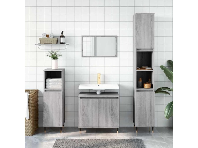  Amoire de salle de bain sonoma gris 58x33x60cm bois d'ingénierie shl2844  - Conforama B