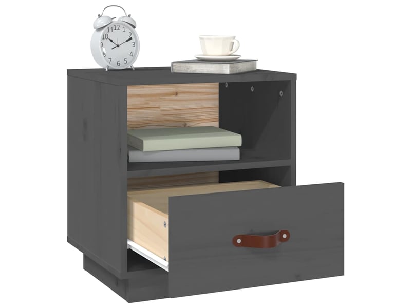  Table de chevet - cabinet de chevet - table de nuit gris 40x34x45 cm bois de pin massif  - Conforama D