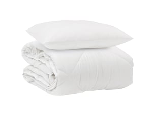 Duvet toutes saisons avec oreiller 2 pièces - couette blanc microfibre