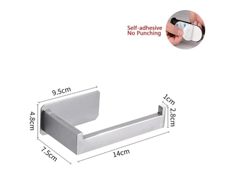  Argenté porte-rouleau de toilette mural en acier inoxydable étanche à l'eau antirouille- adhésif sans perçage  - Conforama D