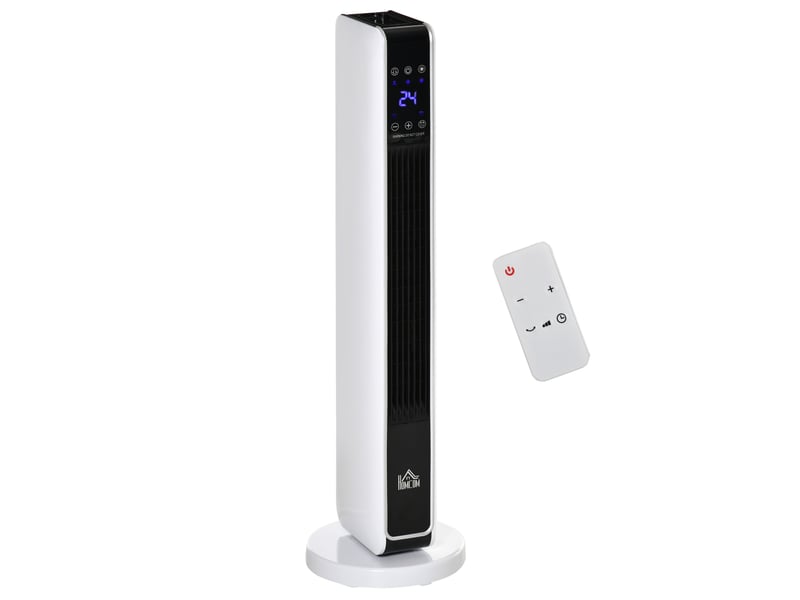  Chauffage électrique soufflant oscillant 11002200 w, céramique ptc, télécommande incluse, 21 x 21 x 73 cm, minuterie 8h  - Conforama B