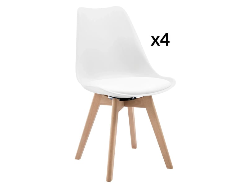  Lot de 4 chaises de salle à manger pivotantes en similicuir blanc  - Conforama A