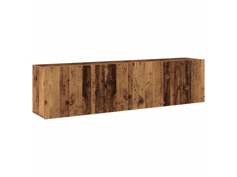  Lot de 2 meuble tv mural, meuble tv suspendu vieux bois 80x30x41 cm  - Conforama A