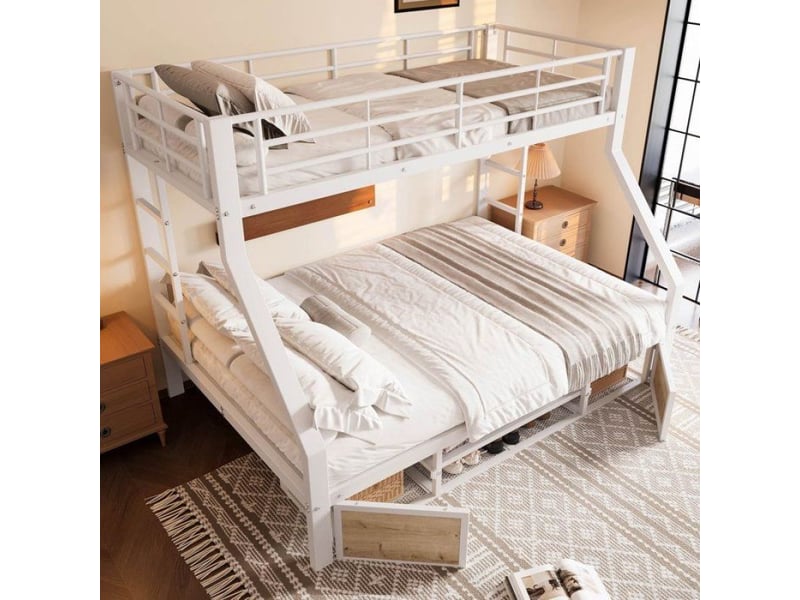  Lit superposé enfant - lit enfant - 90x200140x200 - métal &amp; mdf - rangement intégré - certifié en747  - Conforama D