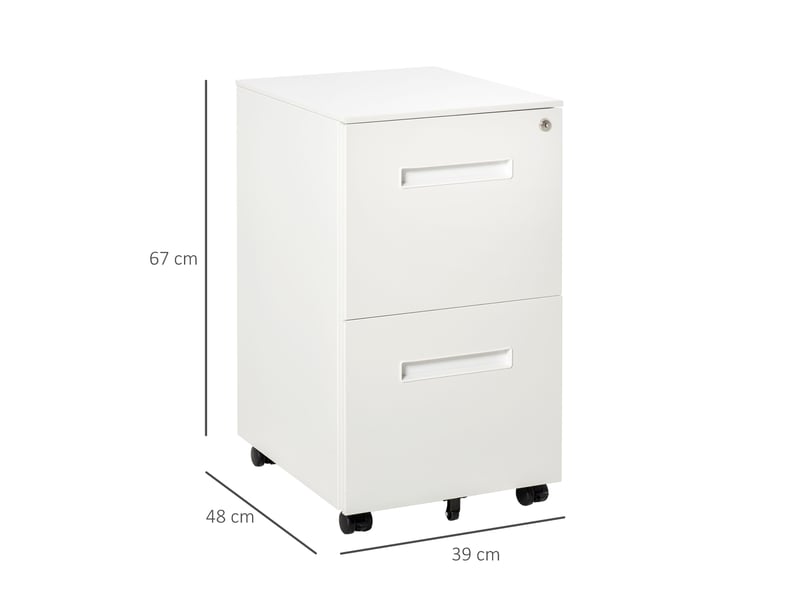  Classeur mobile, armoire de classement, cloison, verrouillage centralisé, structure en acier, 5 roulettes, blanc, 39 x 48 x 67 cm  - Conforama E