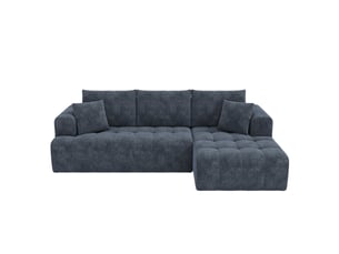 Canapé d'angle modulaire sans montage 3 à 4 places 244,5 x 136 cm chenille bleue