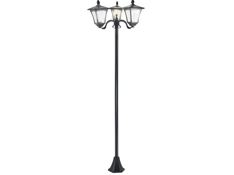 Lanterne solaire de jardin 51,5x47x182,5 cm led 120 lumens ip44 acier inoxydable noir - Conforama A