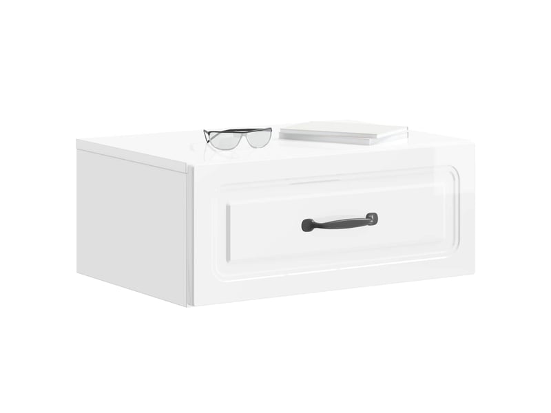  Table de chevet - cabinet de chevet - table de nuit mural blanc brillant 49 x 34,5 x 20 cm  - Conforama B