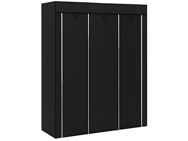  Armoire en tissu, solution de rangement, 8 étagères, 2 tringles, noire  - Conforama A