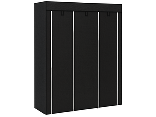 Armoire en tissu, solution de rangement, 8 étagères, 2 tringles, noire