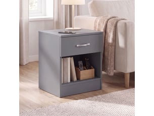 Table de chevet riano, commode de nuit, chambre, rangement, 47x40x36cm, 1 tiroir, gris
