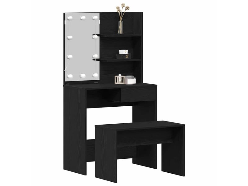  Ensemble de table de maquillage led 2 pcs chêne noir shl17404  - Conforama C