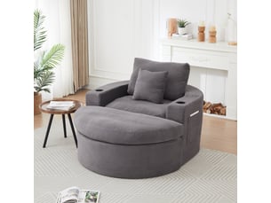 Canapé droit fixe OMNIGLINT TRADING LTD 1 place Tissu gris avec coffre de rangement