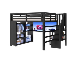 Lit mezzanine 160x200 cm <strong>SEYAKANY</strong> <strong></strong> coloris noir