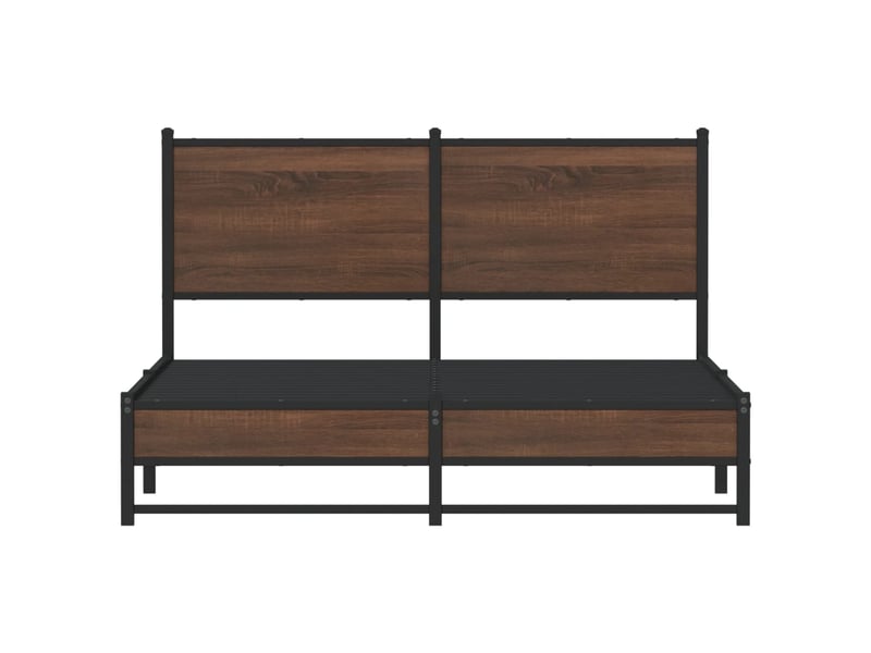 Lit adulte, lit double, cadre de lit en métal sans matelas chêne marron 150x200cm cf7922 - Conforama E