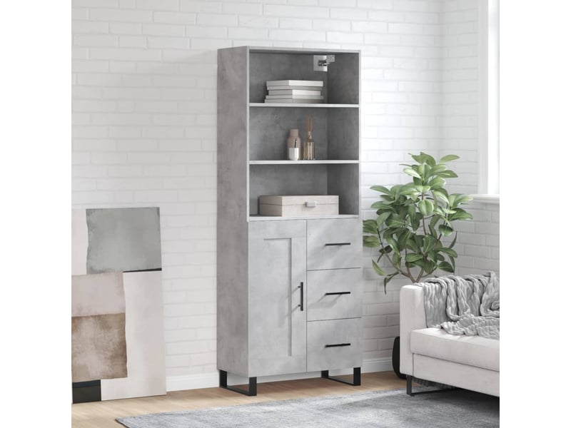  Buffet haut - bahut - meuble de rangement gris béton 69,5x34x180 cm bois d'ingénierie  - Conforama B