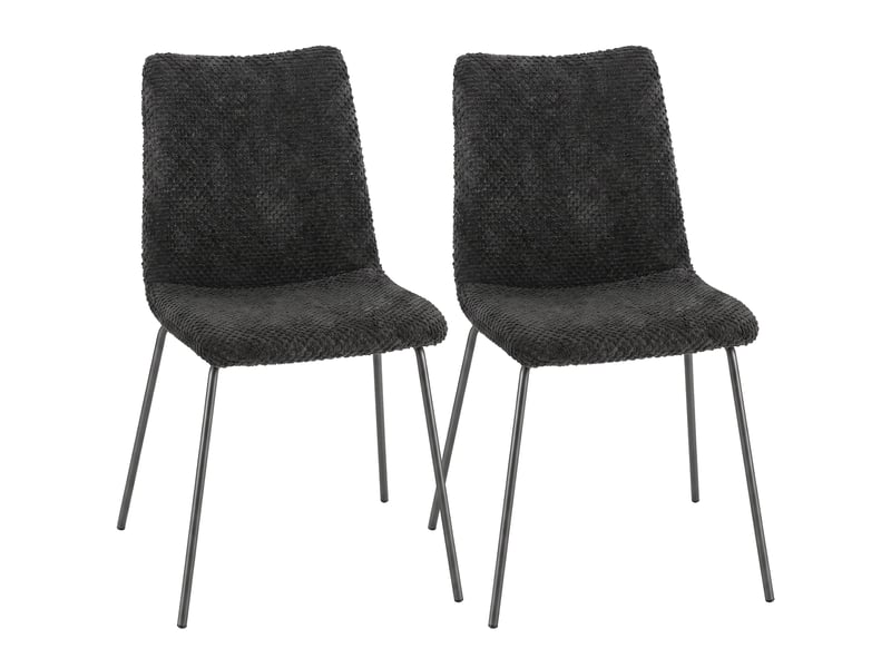  Lot de 2 chaises salle à manger bouclette teddy anthracite  - Conforama A
