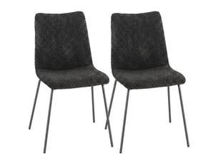 Lot de 2 chaises salle à manger bouclette teddy anthracite
