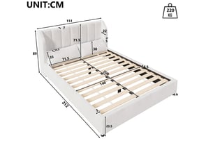 Lit simple 140x200 cm    coloris beige