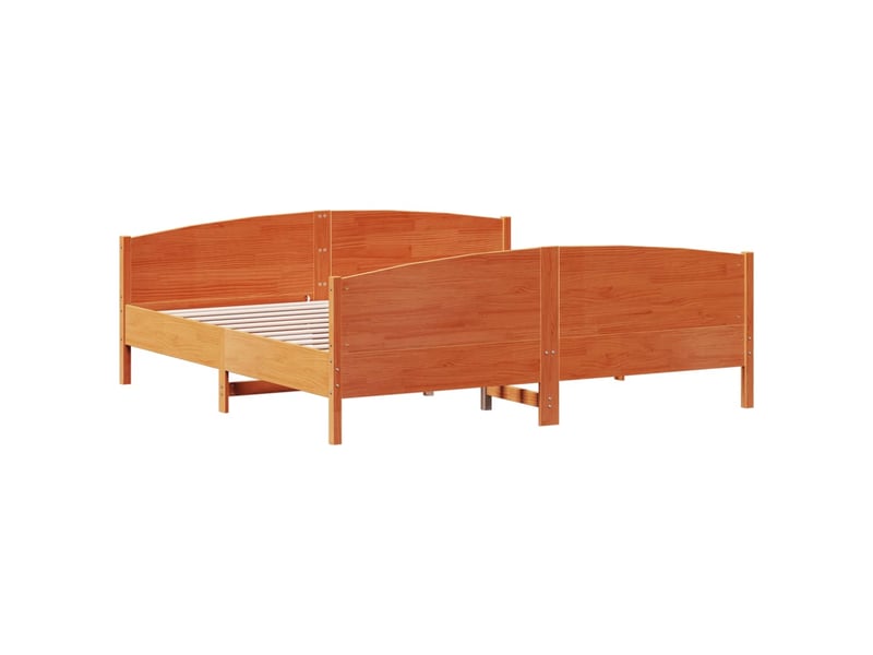  Lit double- lit adulte -  cadre de lit sans matelas  marron 200x200cm bois pin massif  - Conforama B