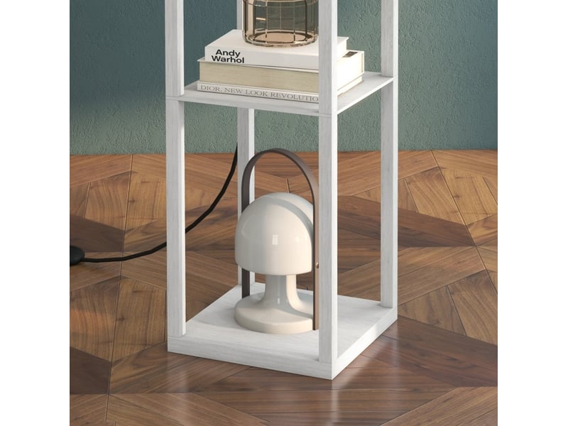  Lampadaire 26x26x160 cm avec trois compartiments ouverts panneau de particules blanc  - Conforama D