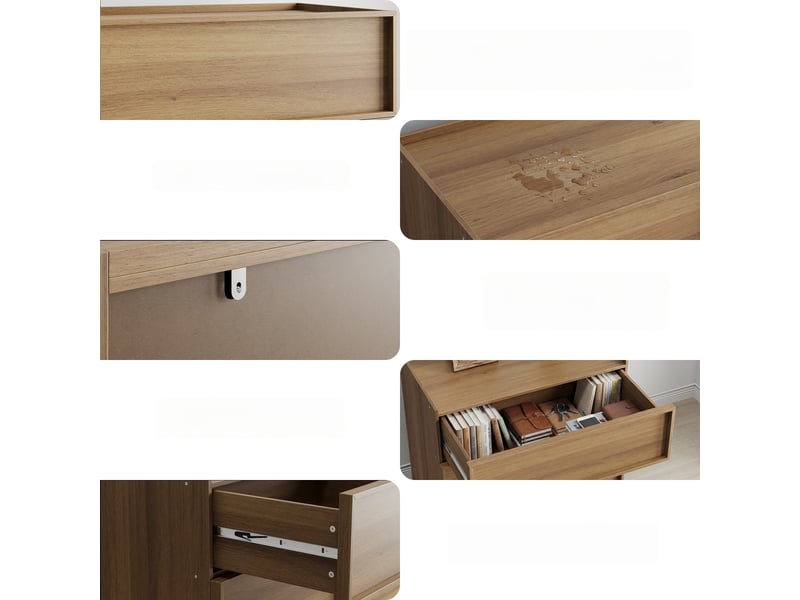  Commode à 3 tiroirs, 78 x 48 x 80 cm, design minimaliste sans poignées, glissières métalliques, coloris chêne  - Conforama E