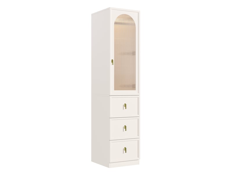  Armoire étroite blanche, penderie 1 porte avec tringle et 3 tiroirs, led, 45x48x200 cm, pour chambre et salon  - Conforama A