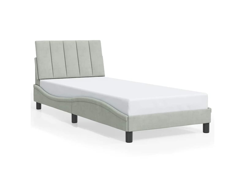 Lit simple- lit adulte - cadre de lit sans matelas hanko gris clair 90x190 cm velours - Conforama A
