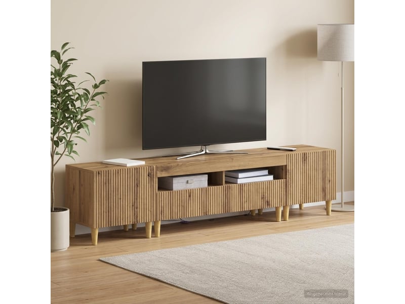  Ensemble de 3 meubles tv - banc tv - meuble de rangement led arnhem 3 pcs chêne artisanal  - Conforama B