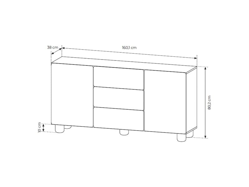  Buffet hamonene, meuble 3 tiroirs, 160x38x80h cm chêne marron Hamonene - Conforama C