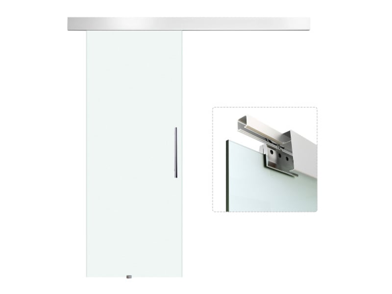 Porte coulissante en verre satiné 2050x900 mm avec kit complet, poignée barre, porte intérieure moderne à montage facile - Conforama A