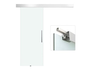 Porte coulissante en verre satiné 2050x900 mm avec kit complet, poignée barre, porte intérieure moderne à montage facile