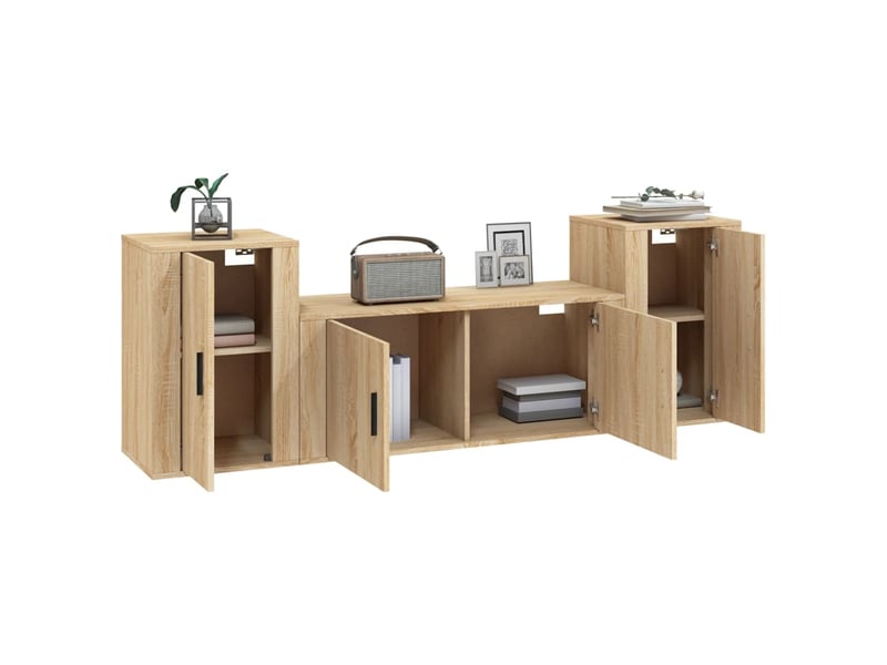  Ensemble de meubles tv 3 pcs chêne sonoma bois d'ingénierie shl71484  - Conforama C